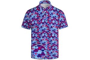 QAVHIGK Men's Funny Golf Shirts Hawaiian Polo Shirts 80S Flashes Polo Shirts Funny Hawaiian Beach Summer Golf Polo Shirts