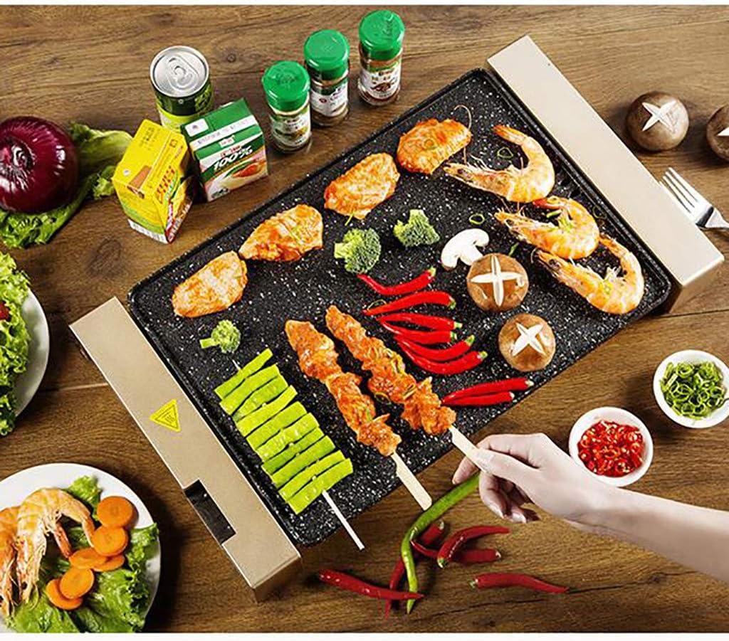 review Indoor Smoke-Free Electric Barbecue Grill, Non-Stick Coating, 5 Levels of Temperature Control, 1700W (Black)