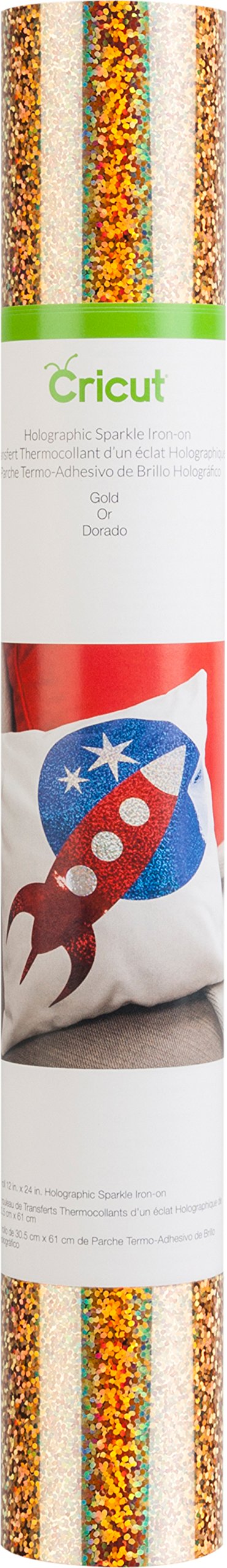 Cricut Holographic Sparkle Iron On | Gold | 61cm (24") | Heat Transfer Vinyl Roll (HTV) | for use with All Cricut Cutting Machines