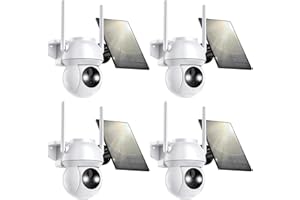 TOVDOR Solar Security Camera Wireless Outdoor, 2K HD Color Night Vision Home Security Camera System with 360° View Battery Powered Spotlight & Siren WiFi Camera Outdoor Motion Sensor and 2-Way Audio 4 Pack