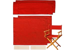 STAY GENT 18''L X 15''W 2 Set Directors Chair Replacement Canvas for 18'' Director Chairs, Replacement Cover Canvas Seat and 19.7''L X 6.3''W Back Covers Kit for Director Chairs Movie Chair, Red