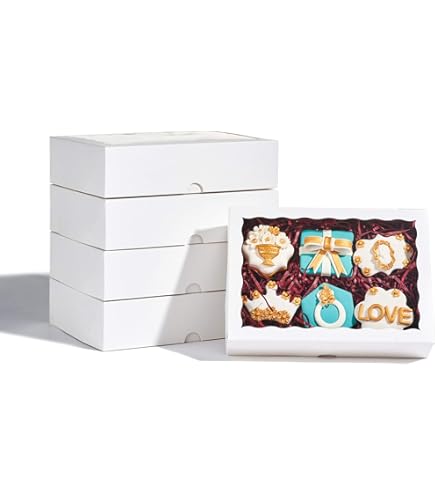 XINHPKGG 50pcs Cookie Boxes 4x4x2.5 Inch Bakery Boxes With Window Treat - View #6
