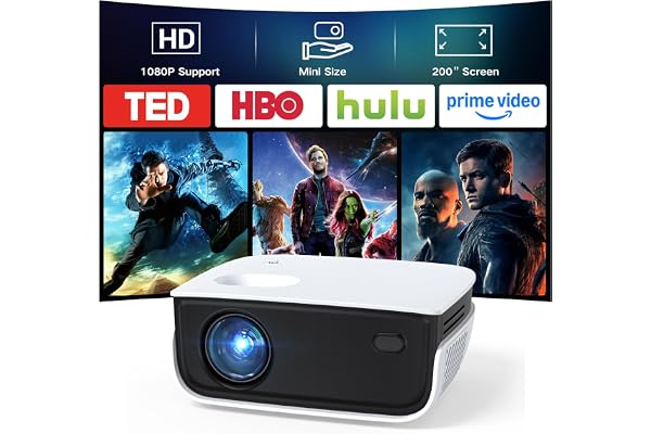 Mini Projector, NICPOW Upgrade Portable Outdoor Movie Projector, 1080P and 200" Supported Small Projector Compatible with TV Stick, Phone, PS5, HDMI, USB for Home, Bedroom, Gaming, Outdoor Use