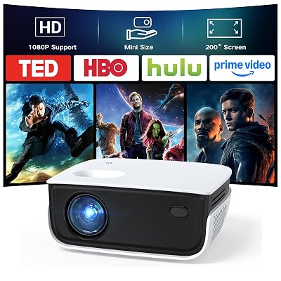 Mini Projector, NICPOW Upgrade Portable Outdoor Movie Projector, 1080P and 200" Supported Small Projector Compatible with TV Stick, Phone, PS5, HDMI, USB for Home, Bedroom, Gaming, Outdoor Use