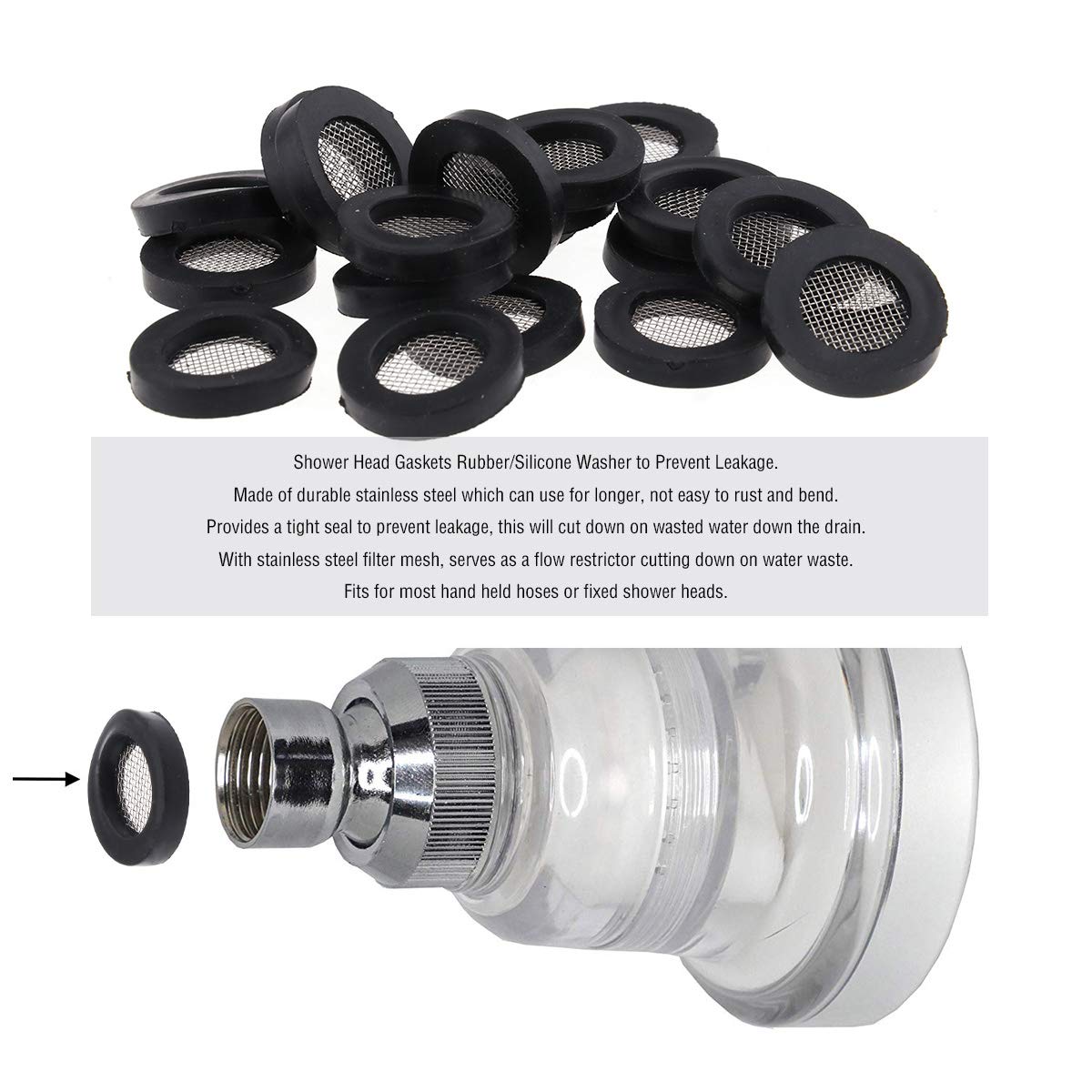 100 Rubber Shower Pipe Hose Washers Head Bath Seal Plumbing Tap