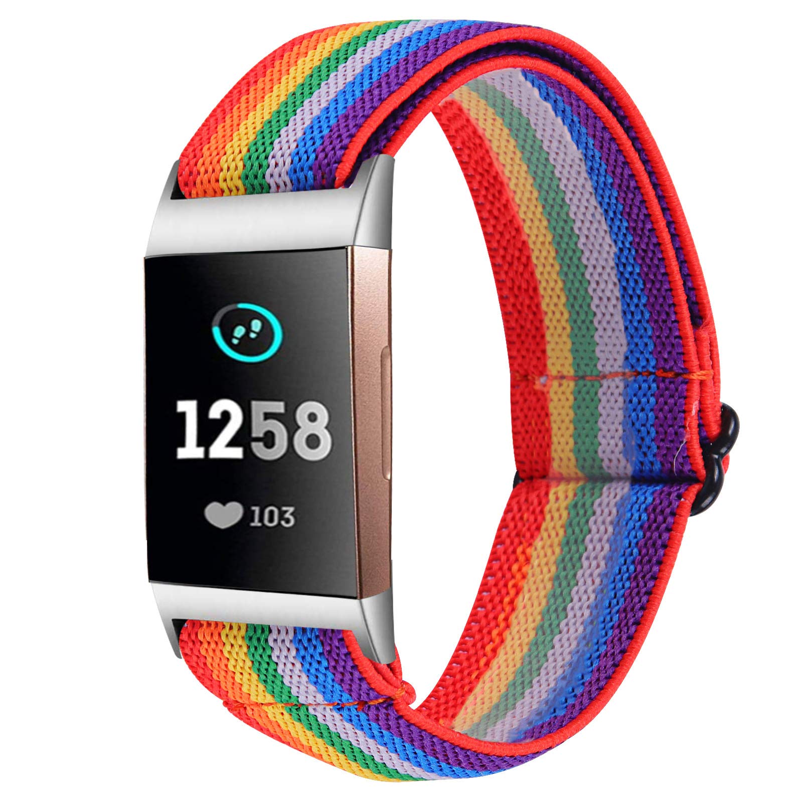 Triblanc Compatible with Fitbit Charge 3/Charge 4 Nylon Soft Strap Stretchy Elasticity Replacement Band for Fitbit Charge 3 / Charge 4, Bands with Men and Women
