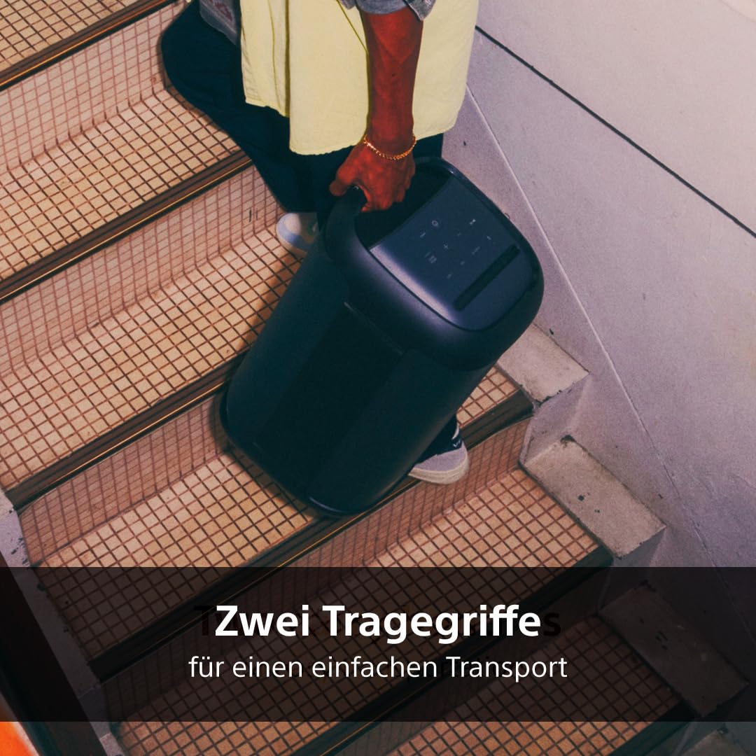 Sony SRS-XV500 - Kabelloser Bluetooth-Partylautsprecher mit kraftvollem Sound und MEGA BASS - 25 Stunden Akkulaufzeit, tragbar, LED-Beleuchtung, Party Connect, IPX4, Karaoke-Mikrofoneingänge - Schwarz 4