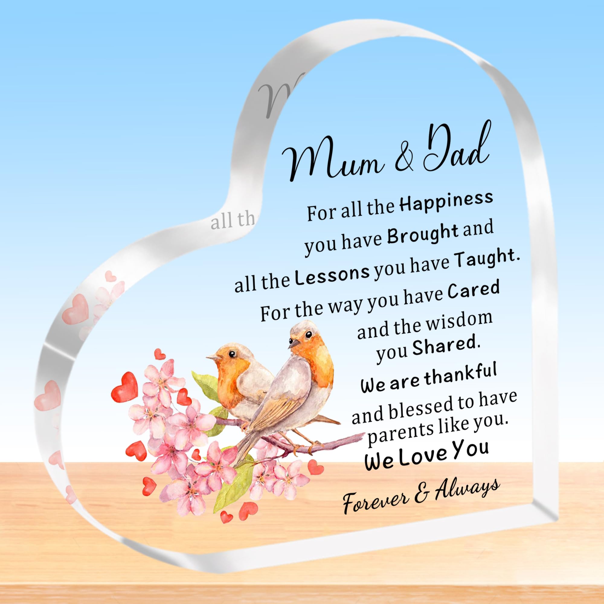 HULALA Mum And Dad Gifts For Wedding Anniversary Love Heart Acrylic Plaque Presents