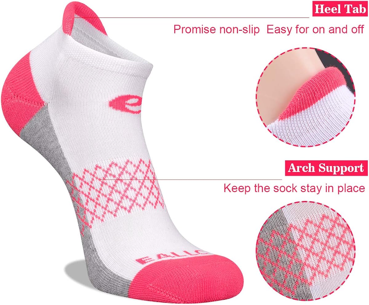 Eallco Womens Ankle Socks 6 Pairs Running Athletic Cushioned Socks: Clothing