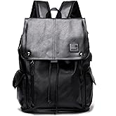 ROSTNK Leather Backpack for Men Black Laptop Computer Backpack Large Capacity Business Ladies Retro Leisure Travel Backpack (Backpack7)