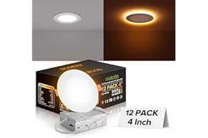 MAILCOS 12 Pack 4 Inch 5CCT LED Recessed Ceiling Light with Night Light, 2700K-5000K Selectable, Ultra-Thin Lighting, 9W 810L