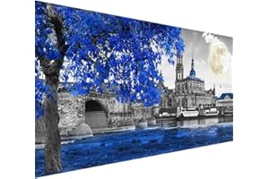 PCHMCU 5D DIY Diamond Art Painting Castle , Large Size Tree Diamond Painting Kits for Adults,Full Drill Crystal Rhinestone Arts and Crafts,Gem Art Moon Painting with Diamond Home Wall Decor 27.5 X 15.7inch
