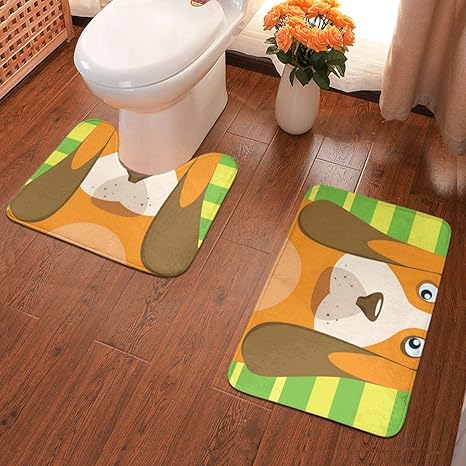 NB - Juego de alfombras de baño en forma de U con corona de flores en