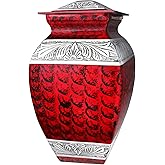 NANIURN Urns for Human Ashes Adult Female & Male, Cremation Urn for Ashes for Women & Men, Funeral Urns for Burial, Decorative Square Urn for Women or Man, Red - Large Size