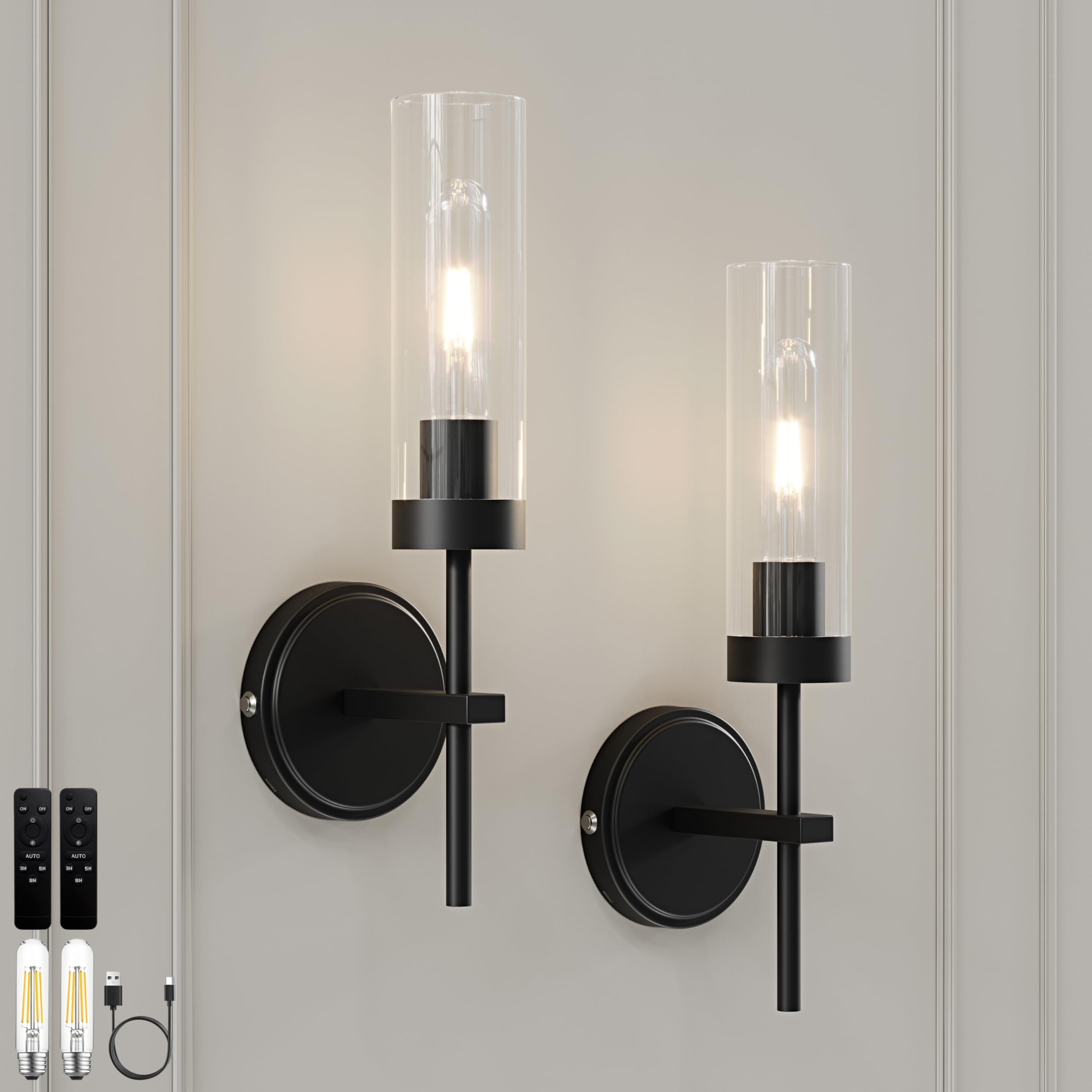 Photo 1 of Seasonize GOLD Battery Operated Wall Sconce Set of 2, Wireless Wall Sconces with Remote Control, Rechargeable 3000K Dimmable Wall Light for Bedroom Living Room Bathroom Hallway Entryway Stairwell