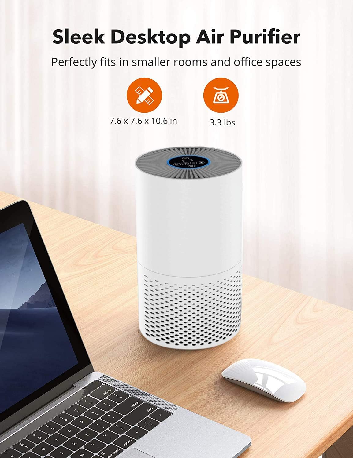 Saike HEPA Air Purifiers for Home, Allergens Smoke Pollen Pets Hair Dander Odors Dust, Home Air Cleaner with True HEPA Filter, Sleep Mode, Night Light, Bedroom Office (White): Home & Kitchen