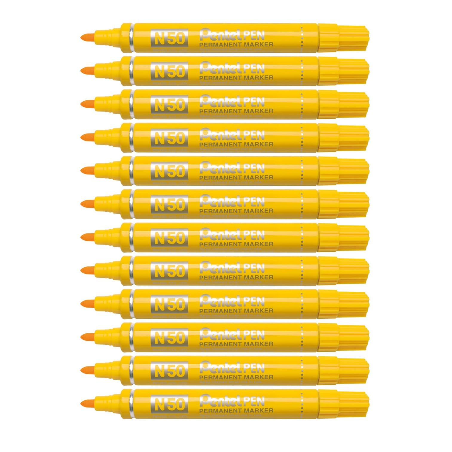 Pentel N50 Bullet Point Marker - Yellow (Pack of 12)