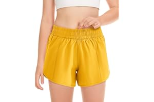 DOCUMO Girl's Athletic Shorts with Liner Zipper Pockets Quick Dry Running Shorts Sports Active Shorts for Teen Girls