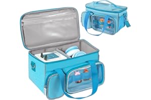 Dadanism Carrying Case for Toniebox, Tonies Case for Toniebox Starter Set, Tonie Figures, Tonies Characters, Charging Station, Headphones, Portable Storage Bag with Shoulder Strap & Handle, Blue
