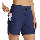 Willit Women's Athletic Running Shorts 5" Quick Dry Workout Hiking High Waisted Active Gym Exercise Zipper Pocket