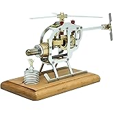 NIKOLATOY Stirling Engine Helicopter Model Kit, Heat Powered Flying Rotor Engine with Alcohol Burner, Mechanical Engineering Desk Toy, Physics Experiment Display Model