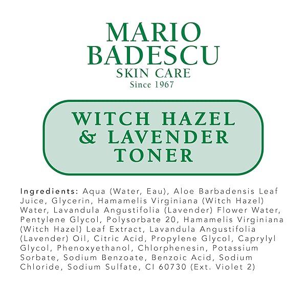 MARIO BADESCU ALCOHOL FREE WITCH HAZEL AND LAVENDER FACIAL TONER FOR AGING SKIN, INFUSED WITH ALOE VERA, FACE TONER FOR COMBINATION OR DRY SKIN, 8 FL OZ