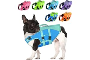 PETDSH Dog Life Jacket Small, High Flotation Dog Life Vest for Swimming Boating, Reflective Puppy Lifejacket with Superior Buoyancy and Rescue Handle, Adjustable Safety Dogs Floating Vests