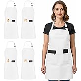 Utopia Kitchen 4 Pack Bib Apron Adjustable with 2 Pockets, Water and Oil Resistant, Cooking Kitchen Chef Apron for Women Men