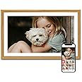 Digital Picture Frame, Frameo Digital Photo Frame 15.6 Inch, 1920 * 1080 IPS FHD Touchscreen, 32GB, Tabletop&Wall-Mounted, Share Video Picture, Electric Picture Frame, Mom Gifts, Natural Woodgrain