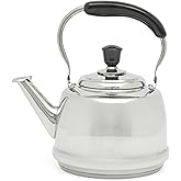 Martha Stewart Kingstree Large 2 Qt Stainless Steel Tea Kettle – Heavy Gauge Durable Whistling Tea Kettle for Stove Top, Easy