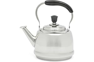 Martha Stewart Kingstree Large 2 Qt Stainless Steel Tea Kettle – Heavy Gauge Durable Whistling Tea Kettle for Stove Top, Easy Pour, Classic Design