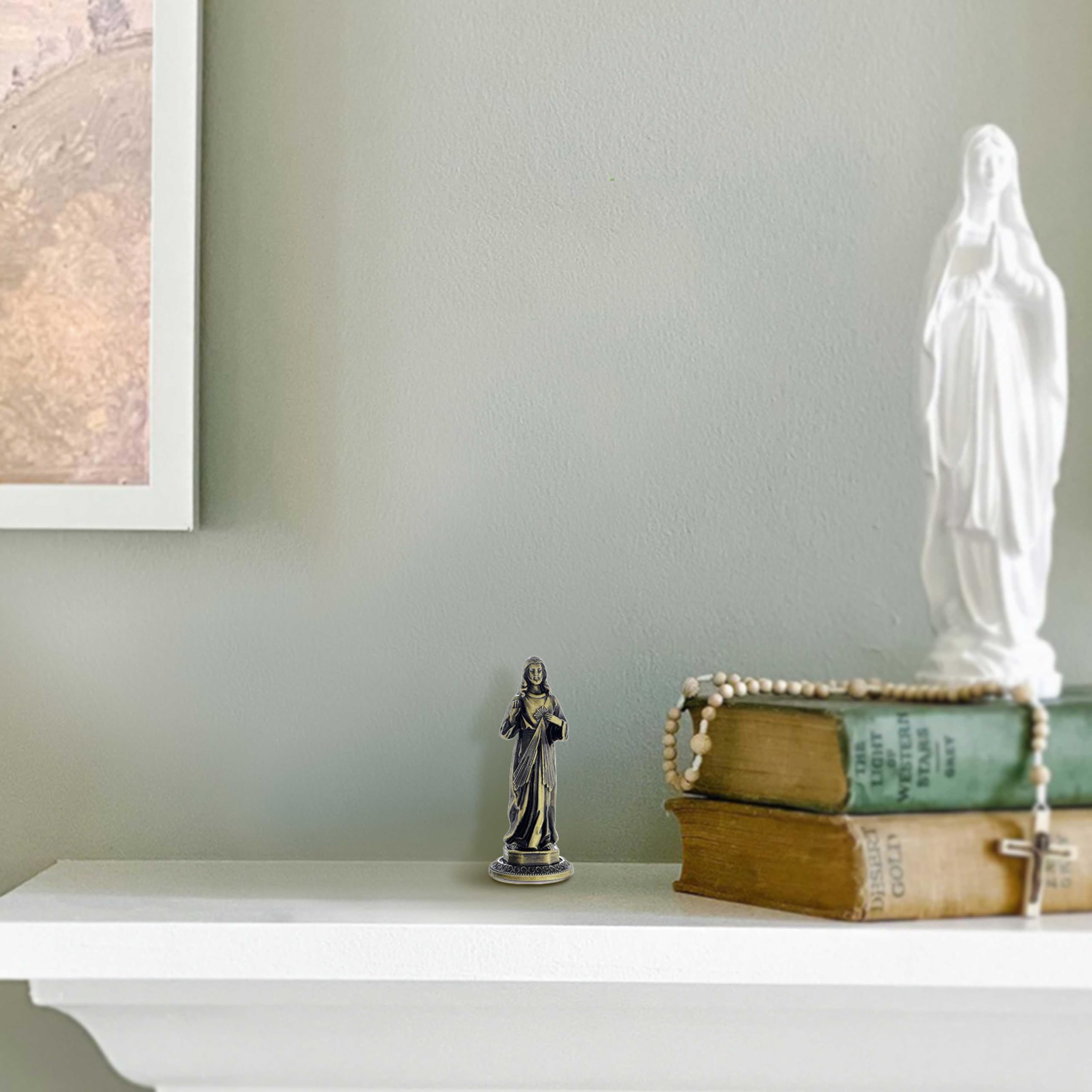 KOMI Dashboard Jesus Catholic Sacred Heart of Juses Statue Car Accessory Christian and Catholic Figurines, Religious Gifts Gifts Home Office Table Decor
