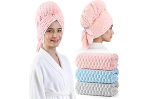 REDKISS 3 Pack Microfiber Hair Towels - Extra Large Hair Towel Wrap for Women, 24x42 inch Hair Towels with Elastic Strap, Super Soft Hair Drying Towels for Long, Thick, Curly Anti Frizz Turbans