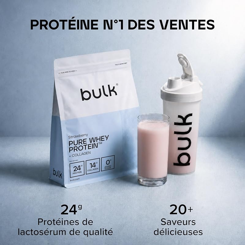Pure Whey Protein + Collagène, Fraise, 2kg