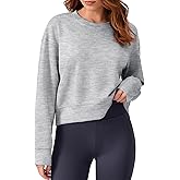 PINSPARK Soft Crewneck Cropped Sweatshirt for Women Long Sleeve Relaxed Lightweight Basic Crop Tops 2025