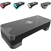 GYMMAGE Adjustable Workout Aerobic Stepper, Aerobic Exercise Step Platform with 2 Risers, Exercise Step Deck for Fitness, 26.5" Trainer Stepper with Non-Slip Surface Home Gym &amp; Extra Risers Options
