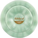 PLASTICPRO 24 Piece Combo Plastic Dinner Plates Disposable Plastic Fancy Heavy Duty Party Dishes 7 inch and 10 inch, Pearl Green Ribbed