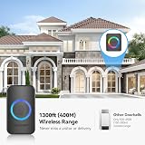 TECKNET Wireless Doorbell IP65 400m Range 60 Chimes 5 Volume RGB Light view 4