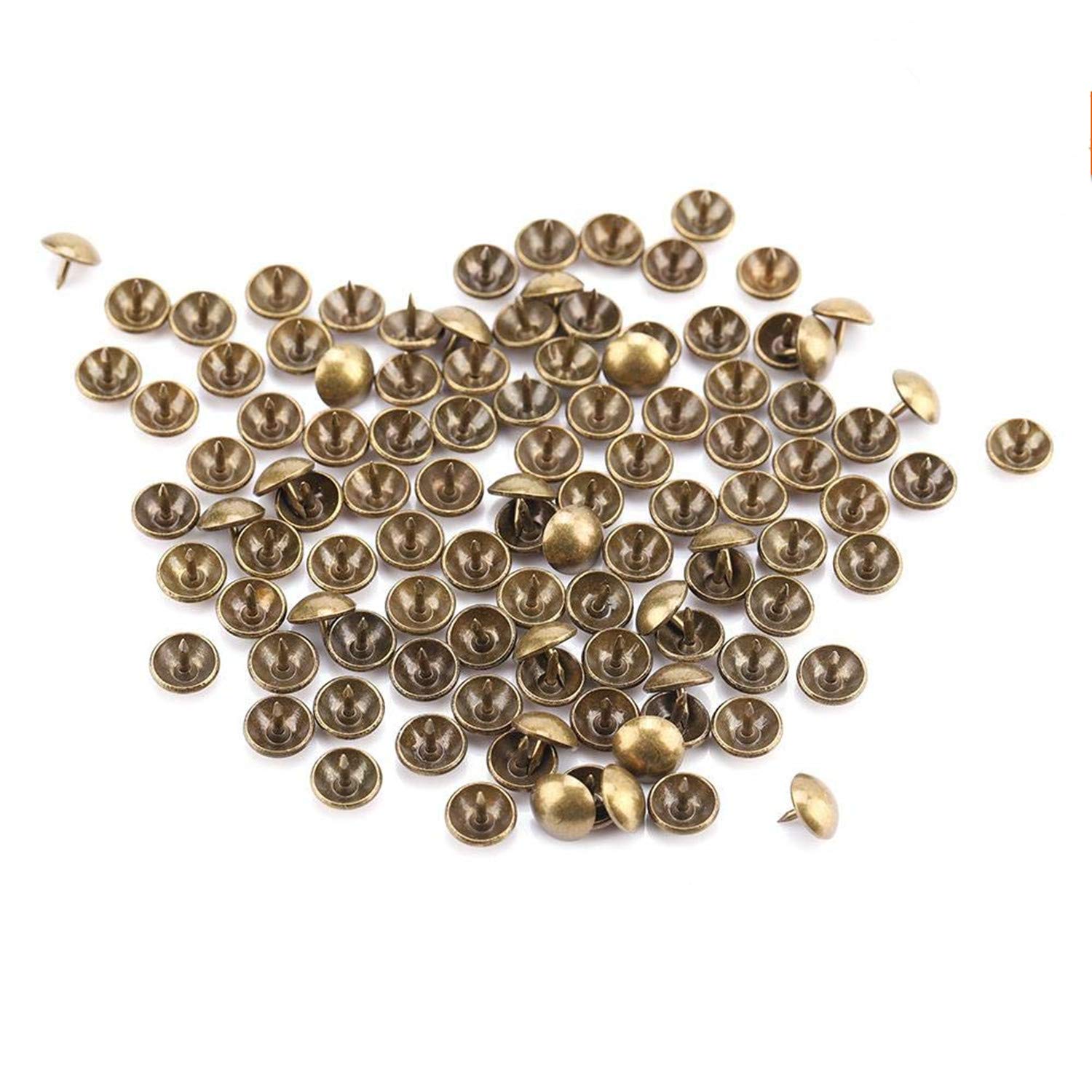 100pcs Upholstery Tacks Vintage Decorative Furniture Sofa Rivet Nails Pins for Furniture Drum Wooden Door(6 * 12MM)