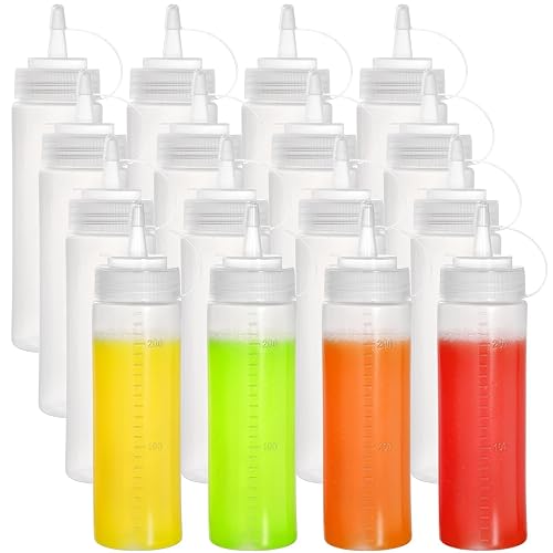 Bekith 16 Pack 8 oz Plastic Squeeze Condiment Bottle, Multipurpose ...