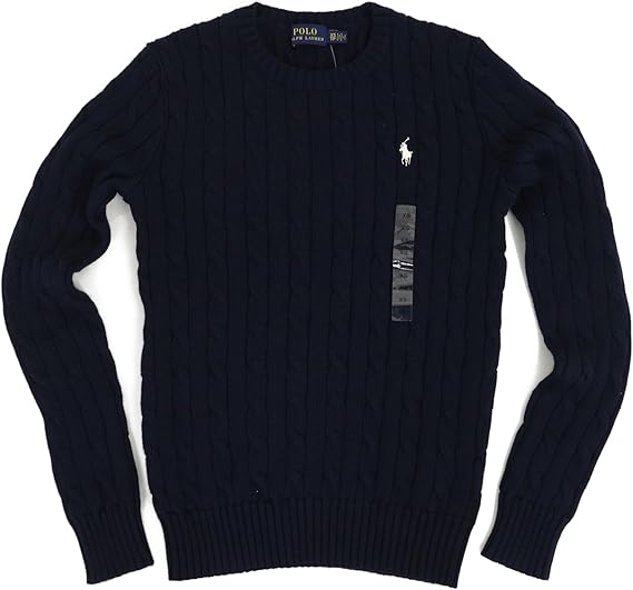 Amazon ポロ ラルフローレン Polo Ralph Lauren ラルフローレン レディース コットン ケーブル クルーネックセーター 無地 ワンポイント Xs Navywhite 並行輸入品 セーター 通販