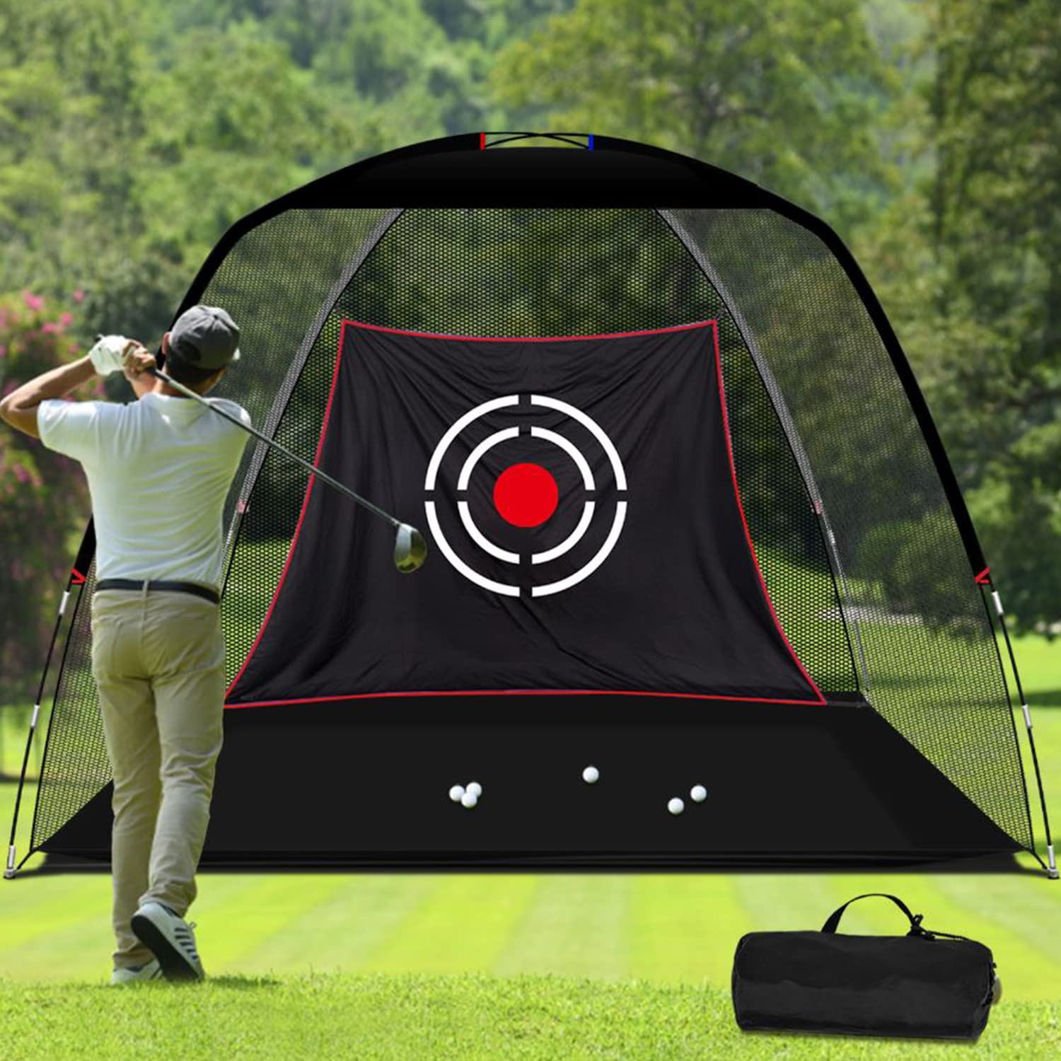 KAIDIDA Golf Practice Net for Garden: Tear-Resistant Double-Stitched All-Weather Hitting Net with Noise-Reducing Target, 10x7FT with Carry Bag