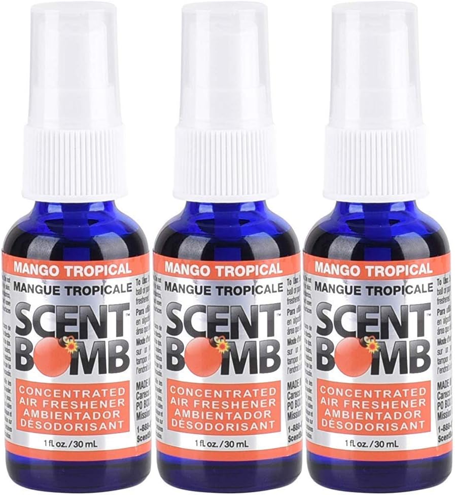 Scent Bomb100% Concentrated Air Freshener Car/Home Spray [Choose The Scent] (Mango Tropical, 3 Bottles)