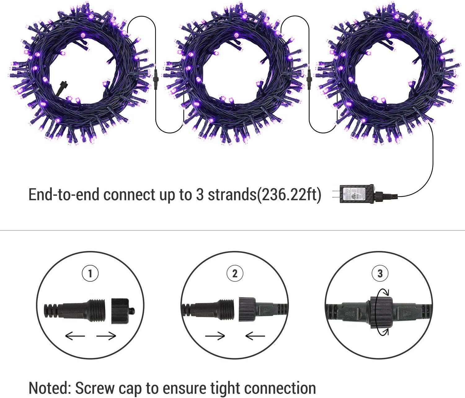 BrizLabs Purple Lights, 78.74ft 240 LED Halloween Lights, Plug in Halloween Lights String Connectable, 8 Modes Outdoor Halloween String Lights Waterproof for Indoor Outside Window Spooky Decoration: Home & Kitchen