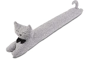 SANFERGE 36 Inch 3LB Heavy Duty Under Door Draft Stopper, Decorative Soundproof Door Draft Blocker, Energy Saving Draft Guard, Cat