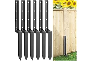 BAVNNRO 6PCS Fence Post Repair Kit, Heavy Duty Fence Post Repair Stakes, Anchor Ground Spike for Fix Broken Wooden Support