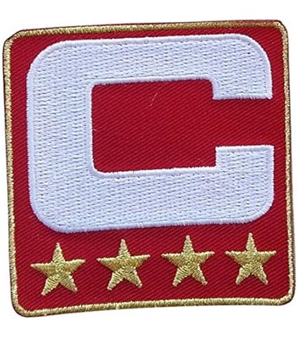 Black Captain 'C' Patch With 4 Gold Stars - Embroidered Hook & Loop For Sports Jerseys