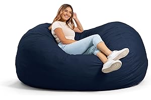 Big Joe Fuf XL Foam Filled Bean Bag Chair with Removable Cover, Cobalt Lenox, Durable Woven Polyester, 5 feet Giant
