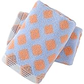 YiLUOMO Blue & Orange Hand Towel Set of 2 Super Soft Highly Modern Absorbent Gradient Square Pattern Design 100% Cotton Face Towels Quick Dry Hand Towels for Bathroom Decor 13 x 29 Inch