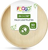 FOOGO Green 50pcs Disposable Palm Leaf Plates 10 Inch Eco Biodegradable